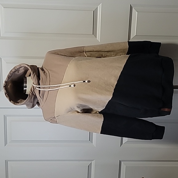 Ampersand Ave Madrid XL Tan and Black Casual Comfy Colorblock Hoodie Sweatshirt - Picture 14 of 14